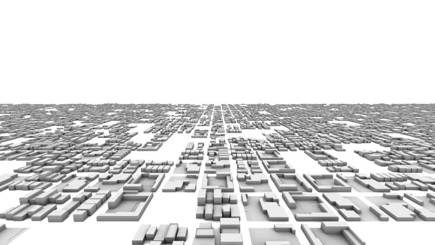 City Office Buildings Growing Time-lapse 3D