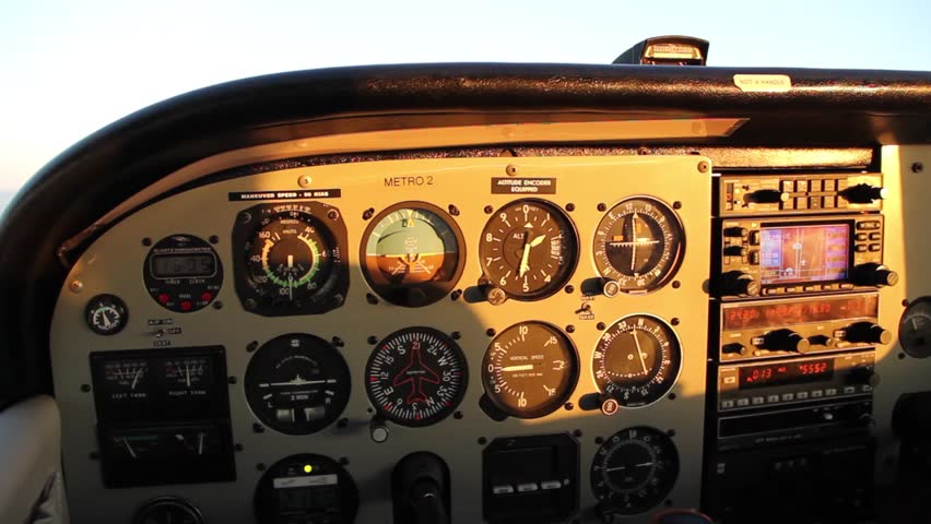 Sunlight Shifting on Airplane Instrumental Panel in Flight