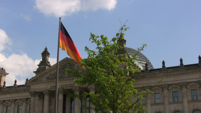National German flag near the Reichstag, Berlin, Germany