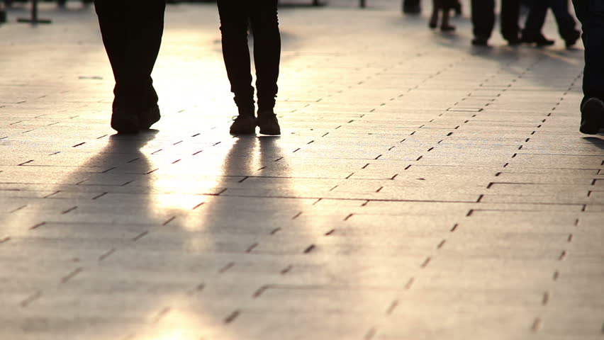 Low angle shot pedestrains feet in Paris