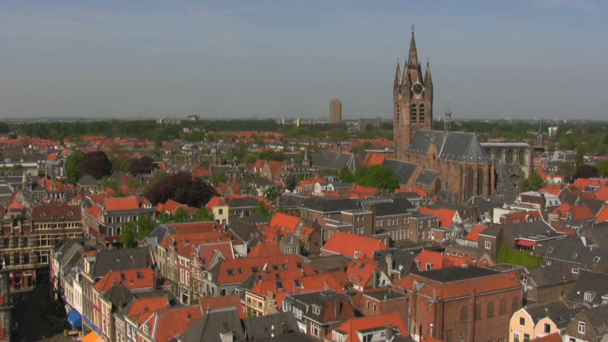 View from Nieuwe on Oude kerk, Delft, Netherlands