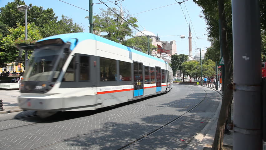 ISTANBUL, TURKEY - JULY 31: Rapid tram on Divan yolu street in Sultanahmet district on July 31 2011 in Istanbul.