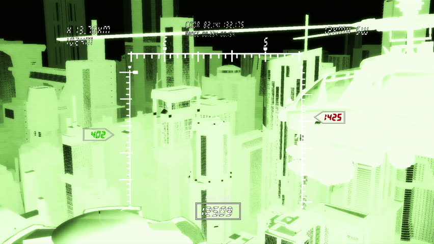Apache AH-64D attacking helicopters in action Simulating nightvision with military screen Realistic 3D render