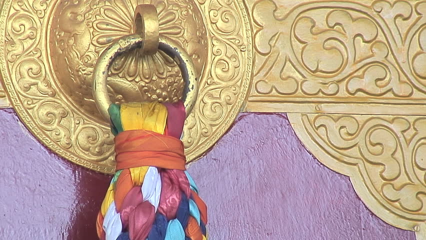 Gold Door Handle with Colorful Ornament