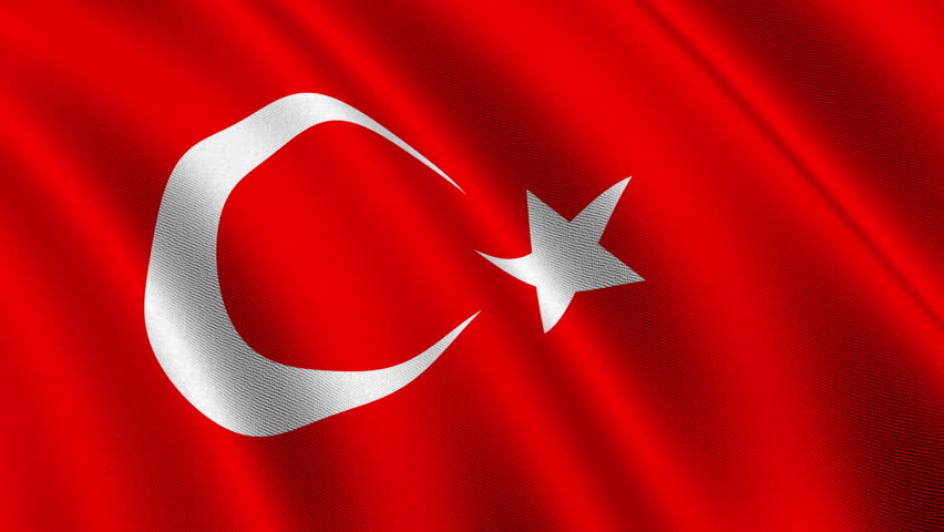Flag of Turkey waving in the wind - highly detailed fabric texture - seamless looping