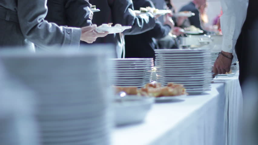 Catering food - buffet with businessmen