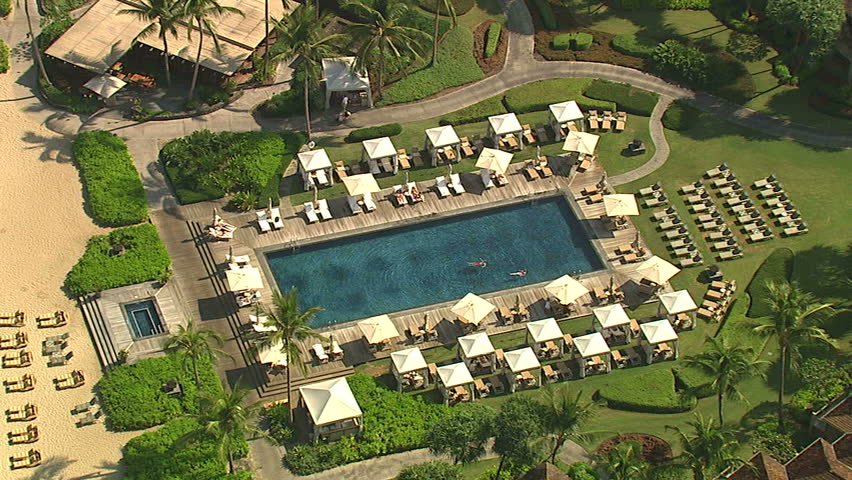 Aerial of the pool at Hulalalai Resort, Hawaii