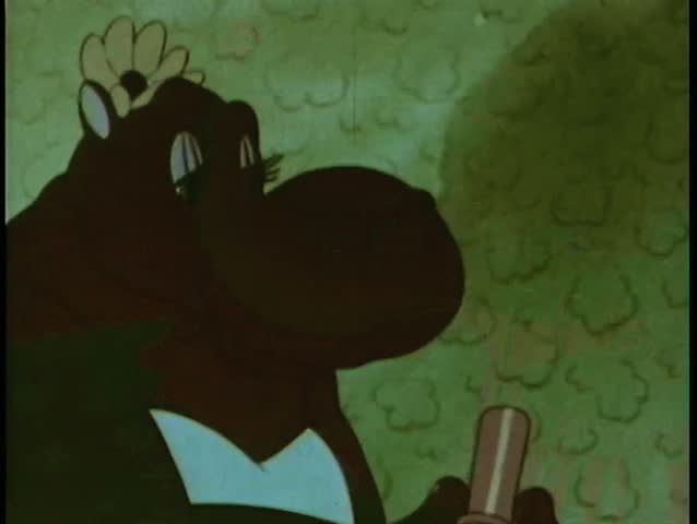 Hippopotamus putting on lipstick