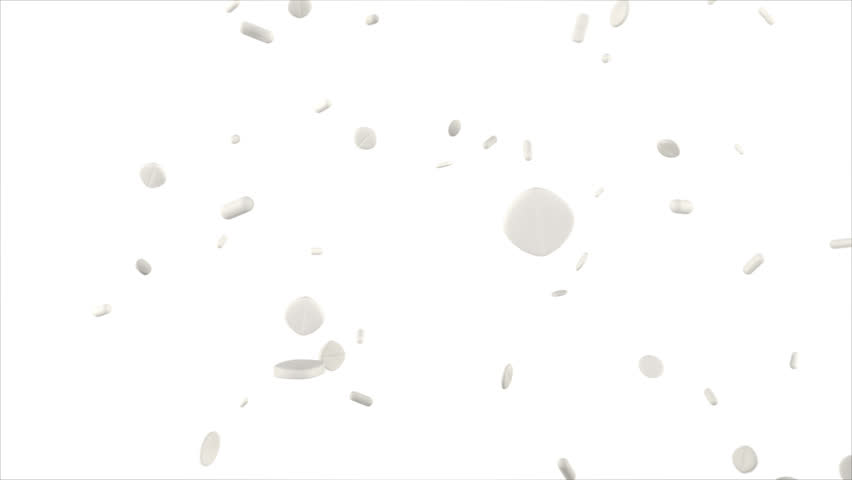 different white pills and drugs falling (FULL HD)