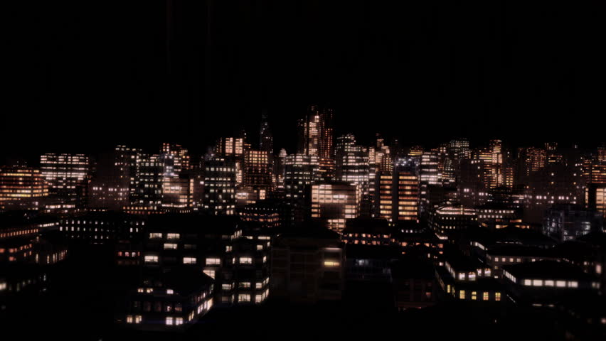 Flying Through City at Night
