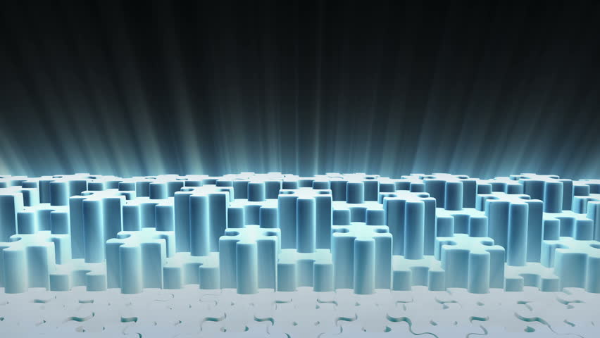 Puzzle Dance with light rays, seamless Loop