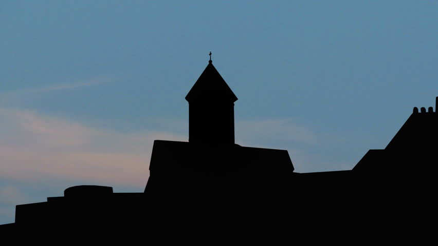 Georgia Sioni Cathedral moonrise. The "Sioni" Cathedral of the Dormition is a Georgian Orthodox cathedral in Tbilisi, the capital of Georgia. 