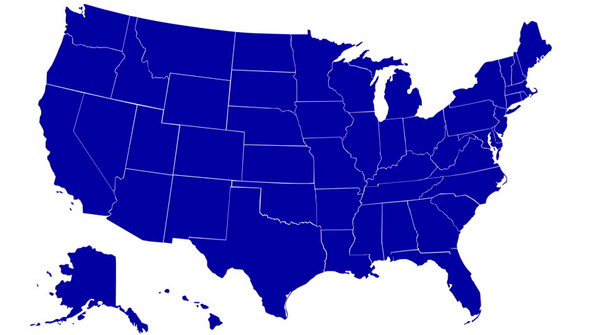 State of Vermont map reveals from the USA map silhouette animation with text of Vermont