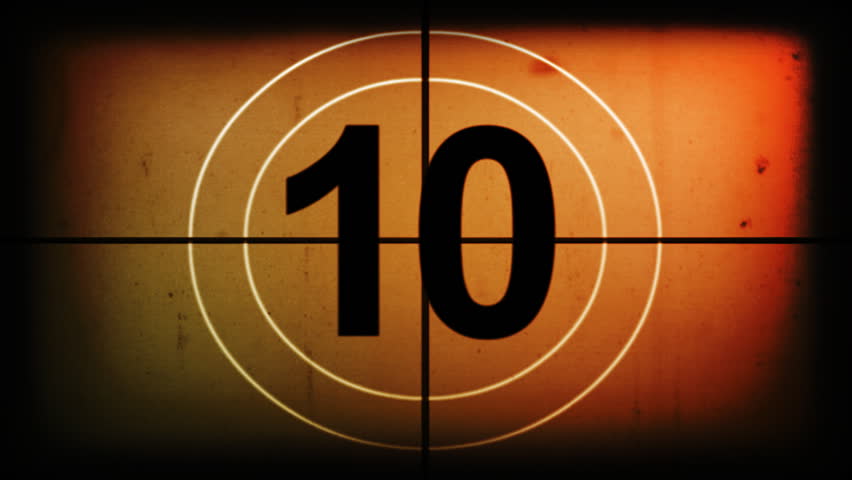 High Definition countdown animation recreating vintage old film with some shaking.