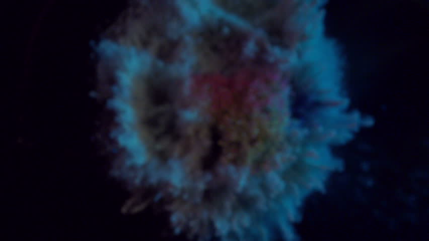 Colored particles fly after being exploded