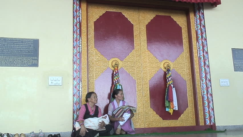 MCLEOD GANJ, INDIA - AUGUST 24, 2006: Tibetan Women at Karmapa Comple