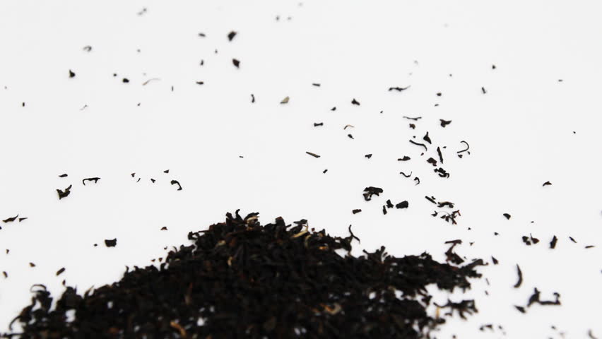 Tea crumbles to a white background