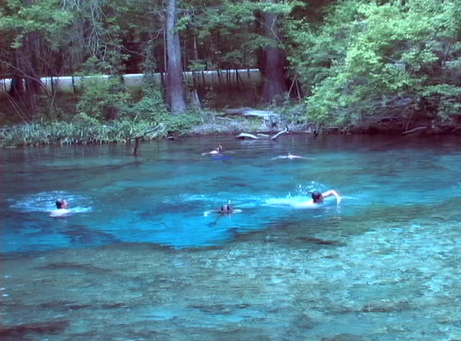 Swimmers and snorkelers enjoy the spring at Ginnie Springs in High Springs, Florida.