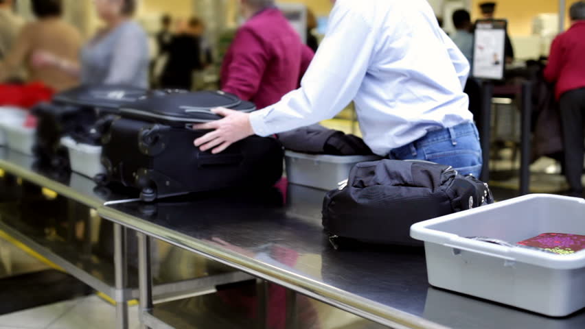 People in line at Airport security check