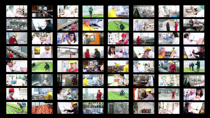 People at Work. Collage of video clips showing people of different professions at work. HD1080p.