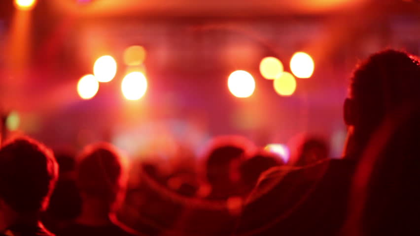 Footage of a crowd partying at a rock concert