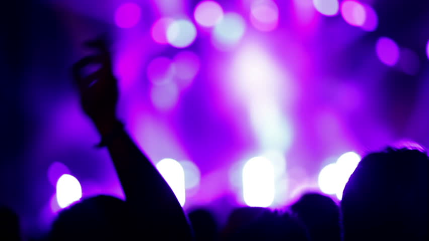 Footage of a crowd partying at a rock concert