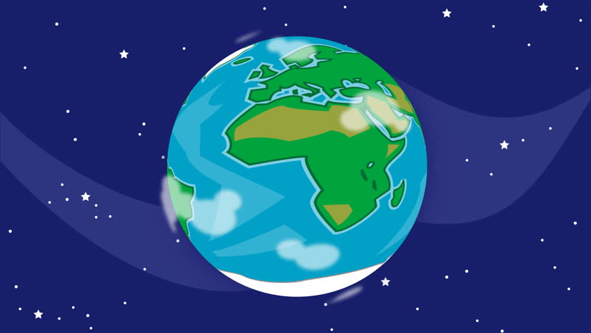 A cartoon spinning Earth. This animation is a seamless loop.