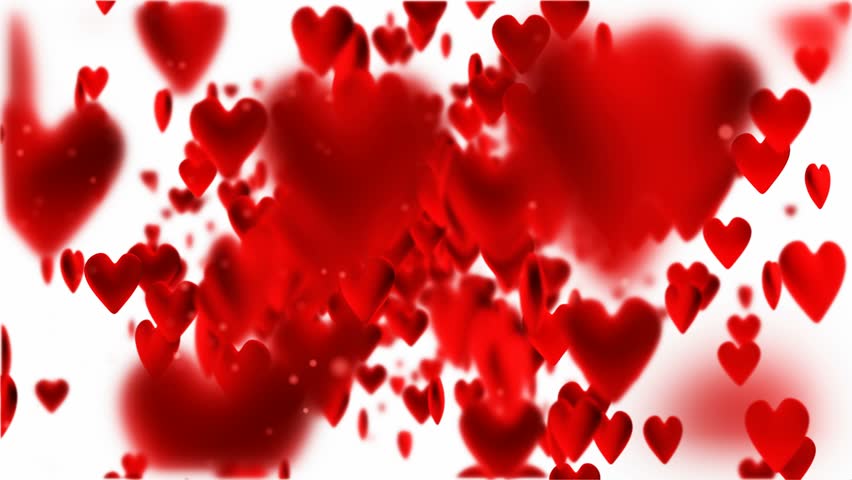 red hearts flying on white background