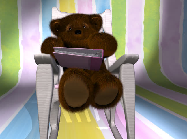 Teddy bear closing a photo album