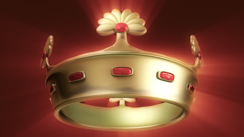 Golden crown 3D animation transition with floral ornament and Red Ruby Gemstone. Alpha channel included. Seamless (looping) video.