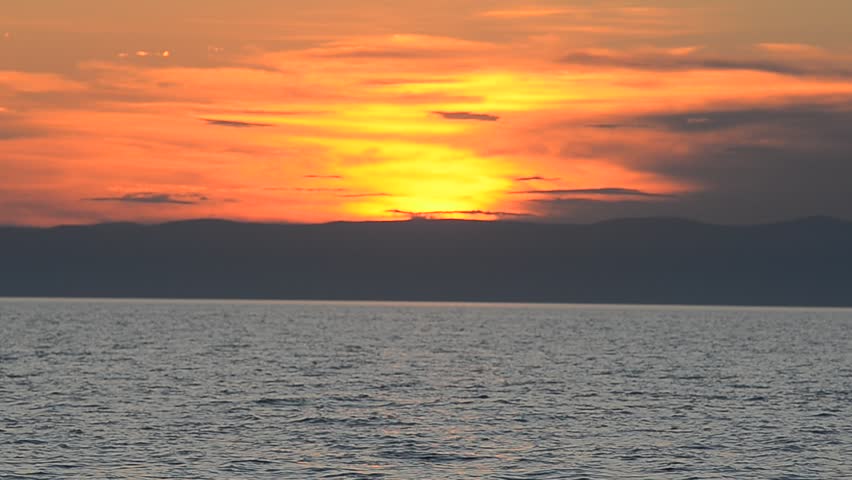Sunset at Baikal lake