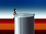 worker climbs into the tank with gas analyzer