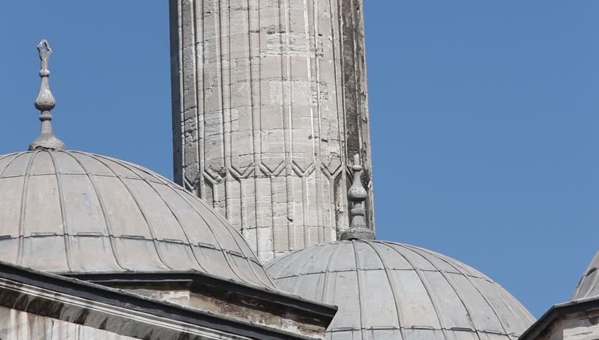 Detail of Blue mosque in Istanbul, Sultanahmet park. The biggest mosque in Istanbul of Sultan Ahmed (Ottoman Empire).