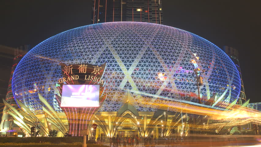 MACAU - CIRCA FEBRUARY 2012:  Grand Lisboa timelapse view. This is one of the biggest casino in Macao,and it's the most famous one.