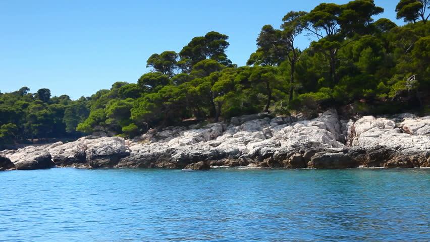 Boat on the sea island Locrum by Dubrovnik