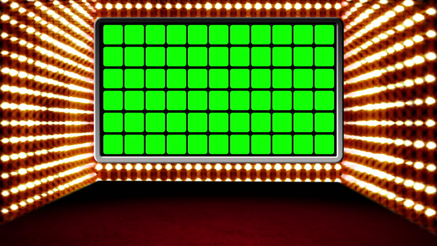 Green screen box design Glamour Virtual Studio.

You can use your custom footage in the screen by replacing the green areas by using chroma key.Also you can loop it by using dissolve.
