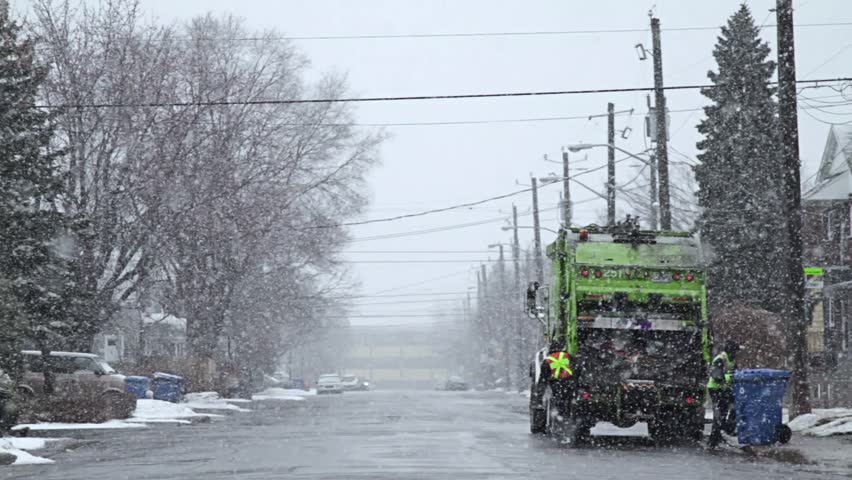 Garbage Truck in Blizzard