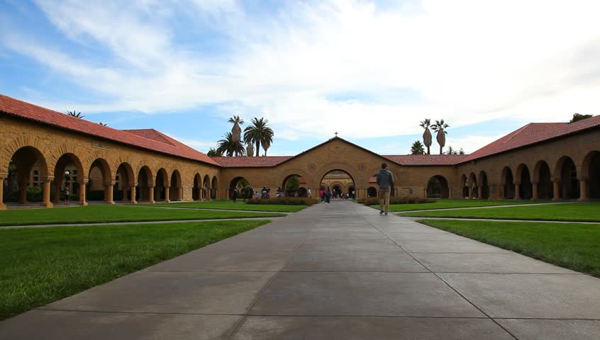 STANFORD, CALIFORNIA - CIRCA MARCH 2012: Students on the courtyard of Memorial Church at Stanford University, located near Palo Alto, California circa March 2012.
