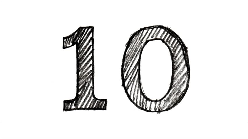 countdown film leader with drawn numerals, HD 1080p
