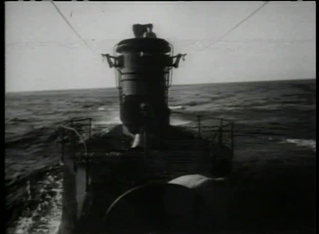 View from deck of submarine in an open ocean