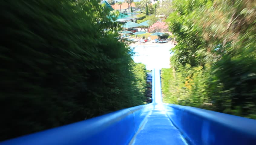 Going down a slide in a waterpark