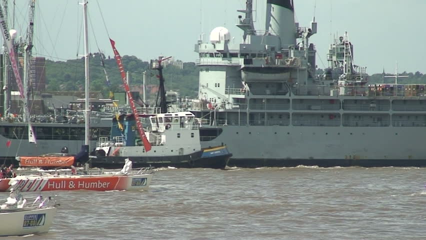 Clipper's crossing the finishing line in Liverpool, in the 07-08 round the world clipper race July 6th