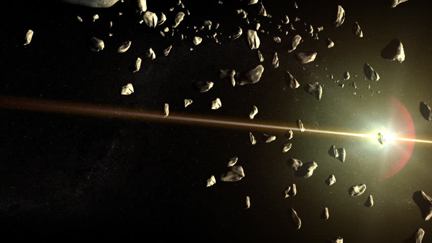 Asteroid belt realistic CGI simulation