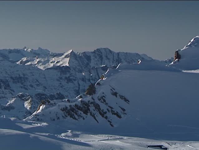 A pan over the Austrian alps in winter