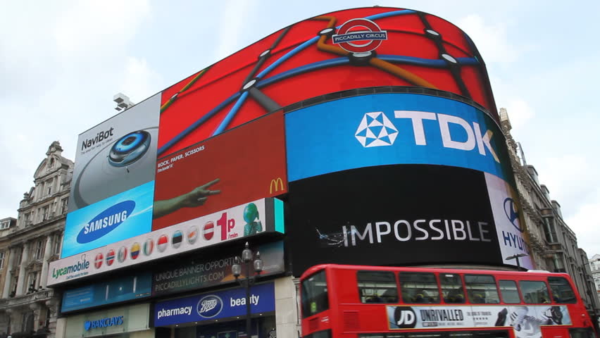 LONDON APRIL 14 2012: Advertising in Piccadilly Circus London April 14th 2012