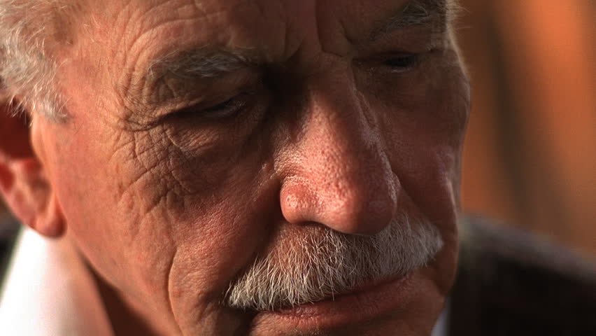 Extreme closeup of elderly man 