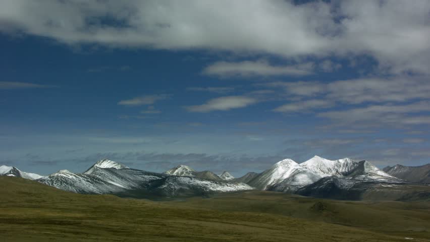Timelapse of mountain landscape with plateau, Lhasa, Tibet.