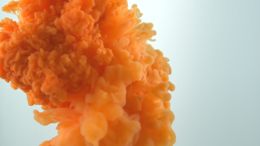 Orange ink in water shooting with high speed camera, phantom flex.