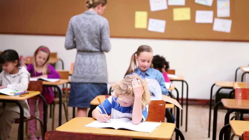 Pupils doing exercises in the classroom