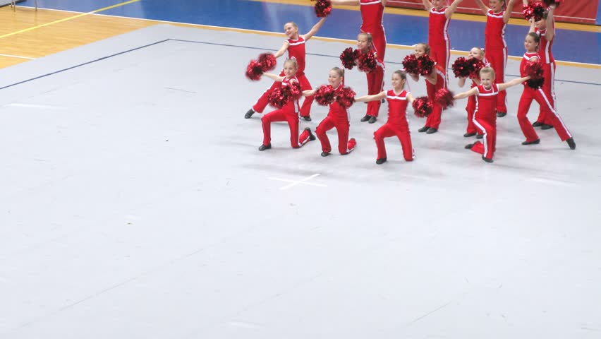 MOSCOW - MAR 24: (Timelapse View) Bams team participates in Annual competitions of Championship of Moscow on cheerleading in Dynamo sports palace, on March 24, 2012 in Moscow, Russia